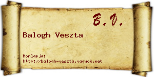 Balogh Veszta névjegykártya